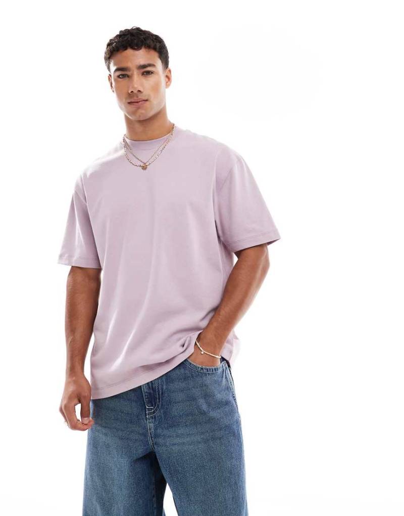 ASOS DESIGN - Relaxed-Fit-T-Shirt aus schwerem Stoff in Rosa von ASOS DESIGN