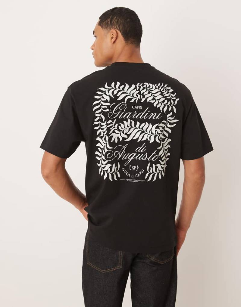 ASOS DESIGN - Relaxed-Fit-T-Shirt in Schwarz mit Blatt-Print von ASOS DESIGN