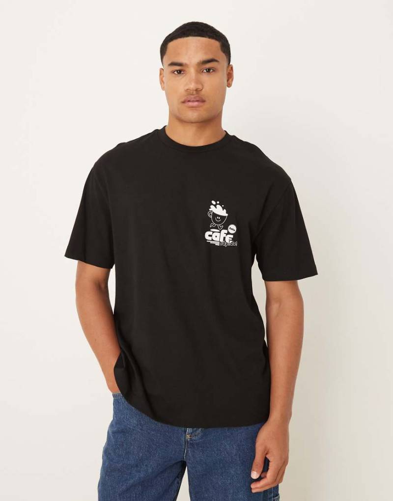 ASOS DESIGN - Relaxed-Fit-T-Shirt in Schwarz mit kleinem Print auf der Brust von ASOS DESIGN