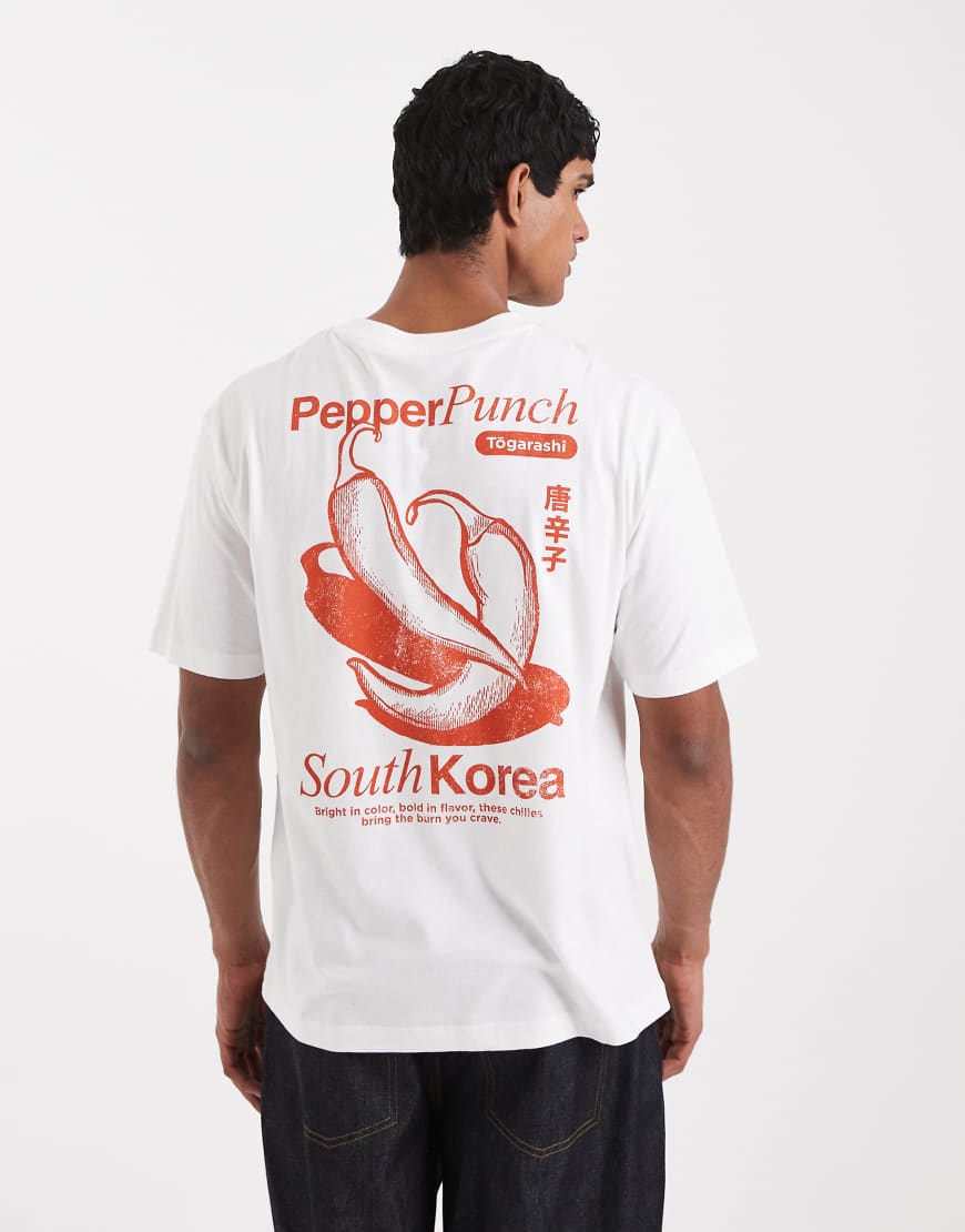 ASOS DESIGN - Relaxed-Fit-T-Shirt in Weiß mit Chilli-Pepper-Motiv von ASOS DESIGN