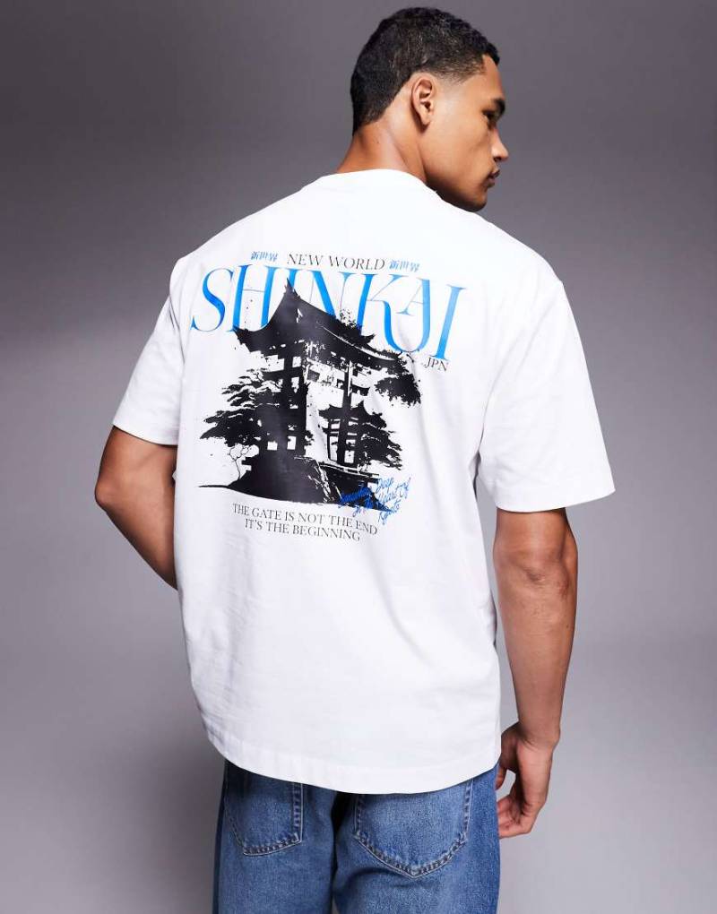 ASOS DESIGN - Relaxed Fit T-Shirt in Weiß mit Souvenir-Print von ASOS DESIGN