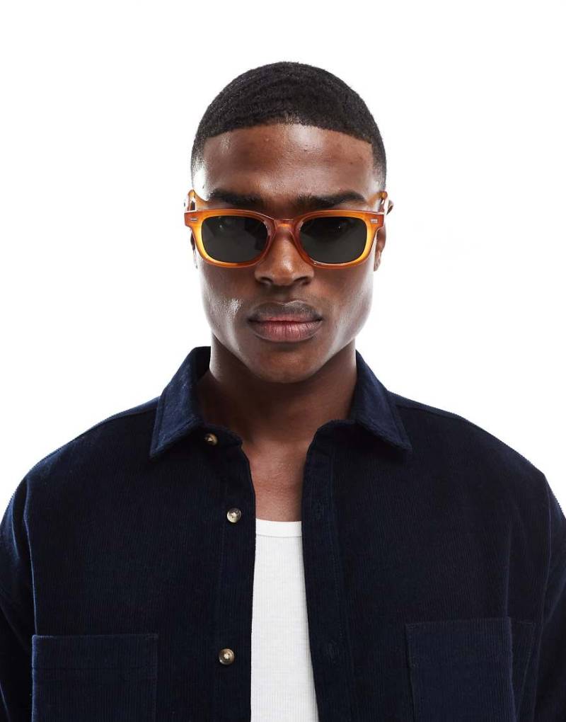 ASOS DESIGN - Retro-Sonnenbrille in Bernstein-Orange von ASOS DESIGN
