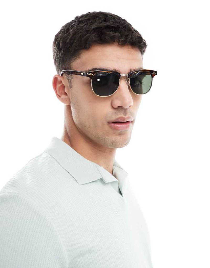 ASOS DESIGN - Retro-Sonnenbrille in Schildpatt-Optik-Braun von ASOS DESIGN