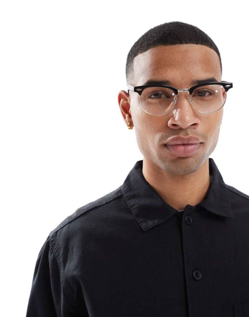 ASOS DESIGN - Retro-Sonnenbrille in Schwarz mit transparenten Gläsern von ASOS DESIGN