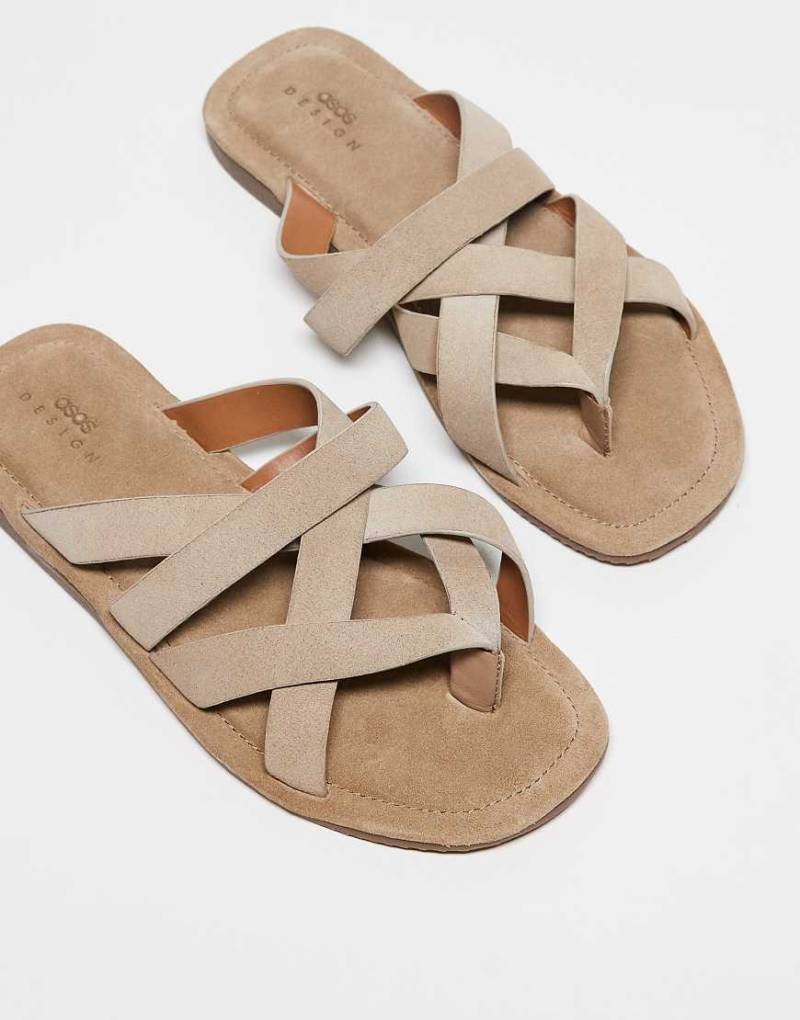 ASOS DESIGN - Riemchen-Sandalen aus Wildleder in Steinbeige-Neutral von ASOS DESIGN