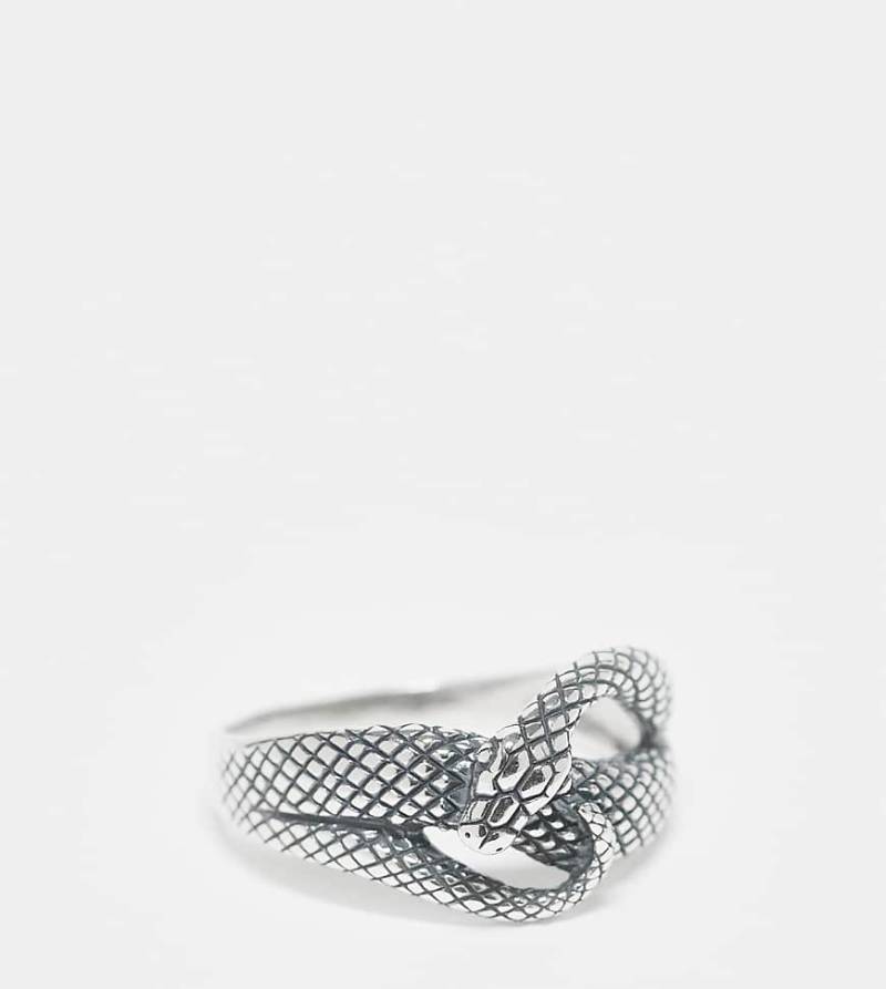 ASOS DESIGN - Zweireihiger silberfarbener Ring aus Sterlingsilber im Schlangendesign von ASOS DESIGN
