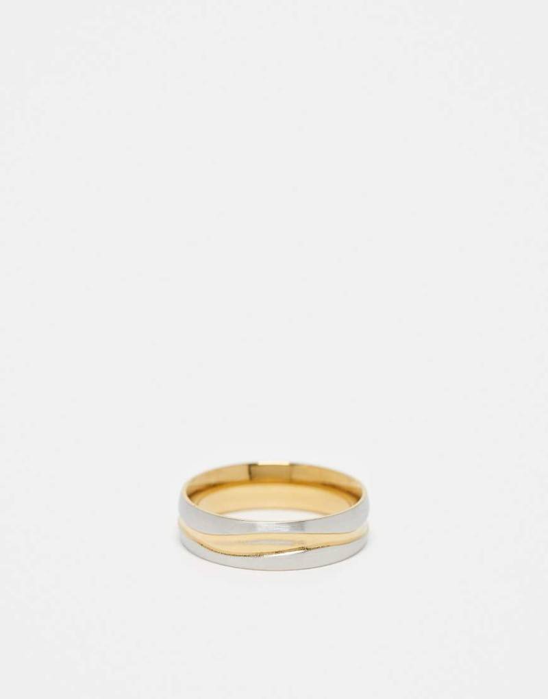 ASOS DESIGN - Ring aus wasserfestem Edelstahl in Silber- und Goldoptik-Bunt von ASOS DESIGN