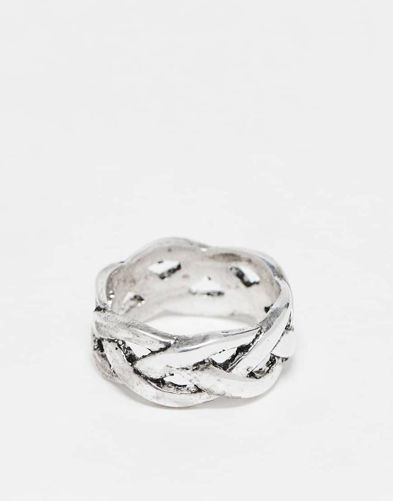ASOS DESIGN - Ring in Kordeldesign in poliertem Silberton von ASOS DESIGN