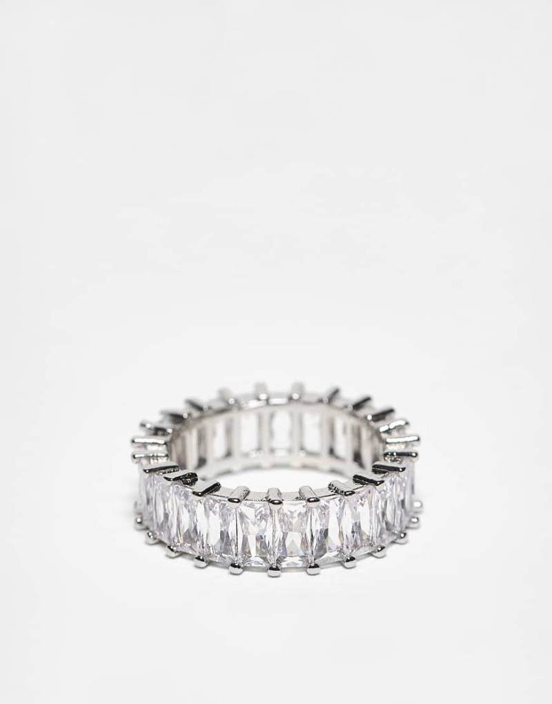 ASOS DESIGN - Ring in Silber-Optik mit Baguette-Strasssteinen von ASOS DESIGN