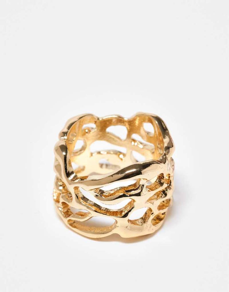 ASOS DESIGN - Ring in verdrehter, geschmolzener Gold-Optik-Goldfarben von ASOS DESIGN