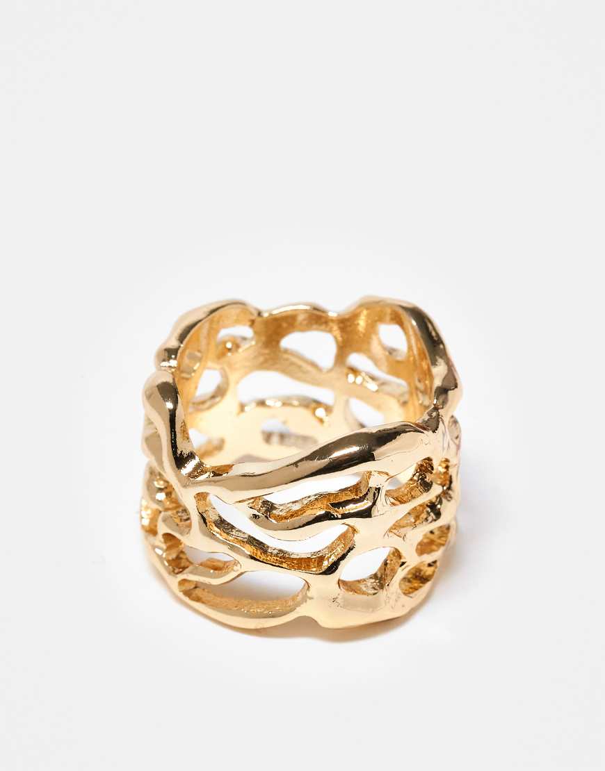 ASOS DESIGN - Ring in verdrehter, geschmolzener Gold-Optik-Goldfarben ASOS DESIGN - Ring in verdrehter, geschmolzener Gold-Optik-Goldfarben von ASOS DESIGN