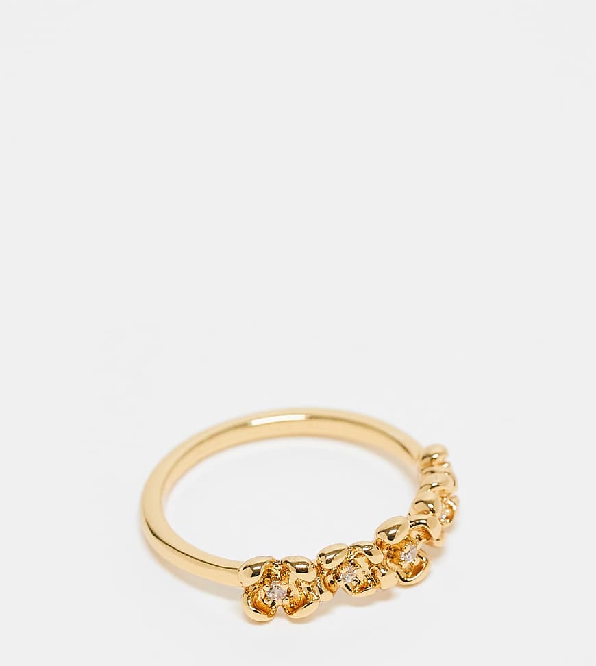 ASOS DESIGN - Ring mit 14-Karat-Vergoldung und Blumen-Design-Goldfarben von ASOS DESIGN