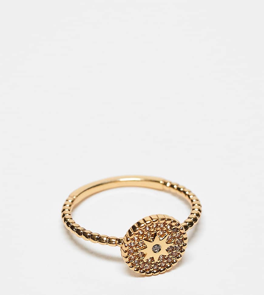ASOS DESIGN - Ring mit 14-Karat-Vergoldung und Zirkonia-Kristalldesign-Goldfarben von ASOS DESIGN