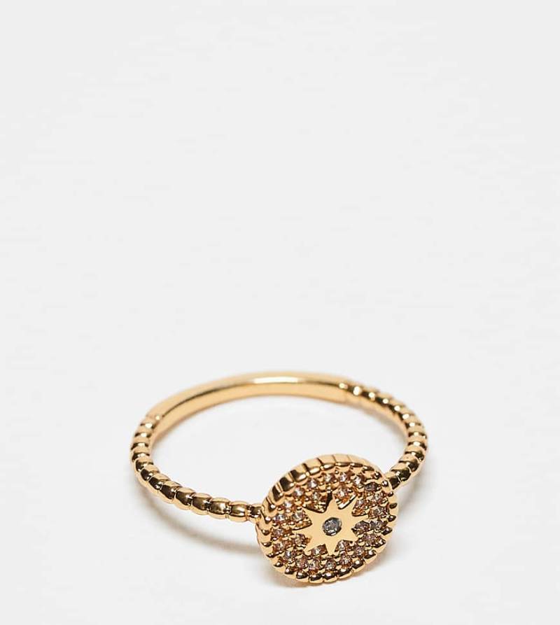 ASOS DESIGN - Ring mit 14-Karat-Vergoldung und Zirkonia-Kristalldesign-Goldfarben von ASOS DESIGN