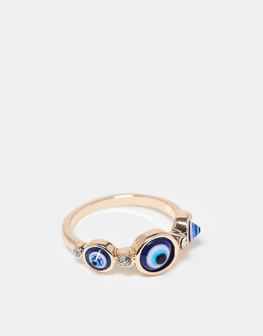 ASOS DESIGN - Ring mit Auge und Kristalldetails in Goldoptik-Goldfarben von ASOS DESIGN