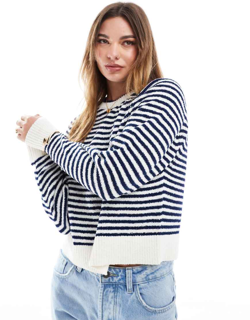 ASOS DESIGN - Rippstrick-Pullover mit Streifen und Rundhalsausschnitt-Bunt von ASOS DESIGN