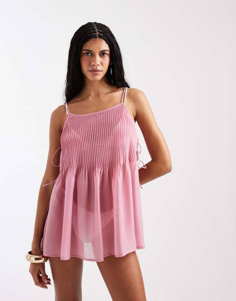 ASOS DESIGN - Rita - Strand-Cover-up in Rosa mit Falten-Design von ASOS DESIGN