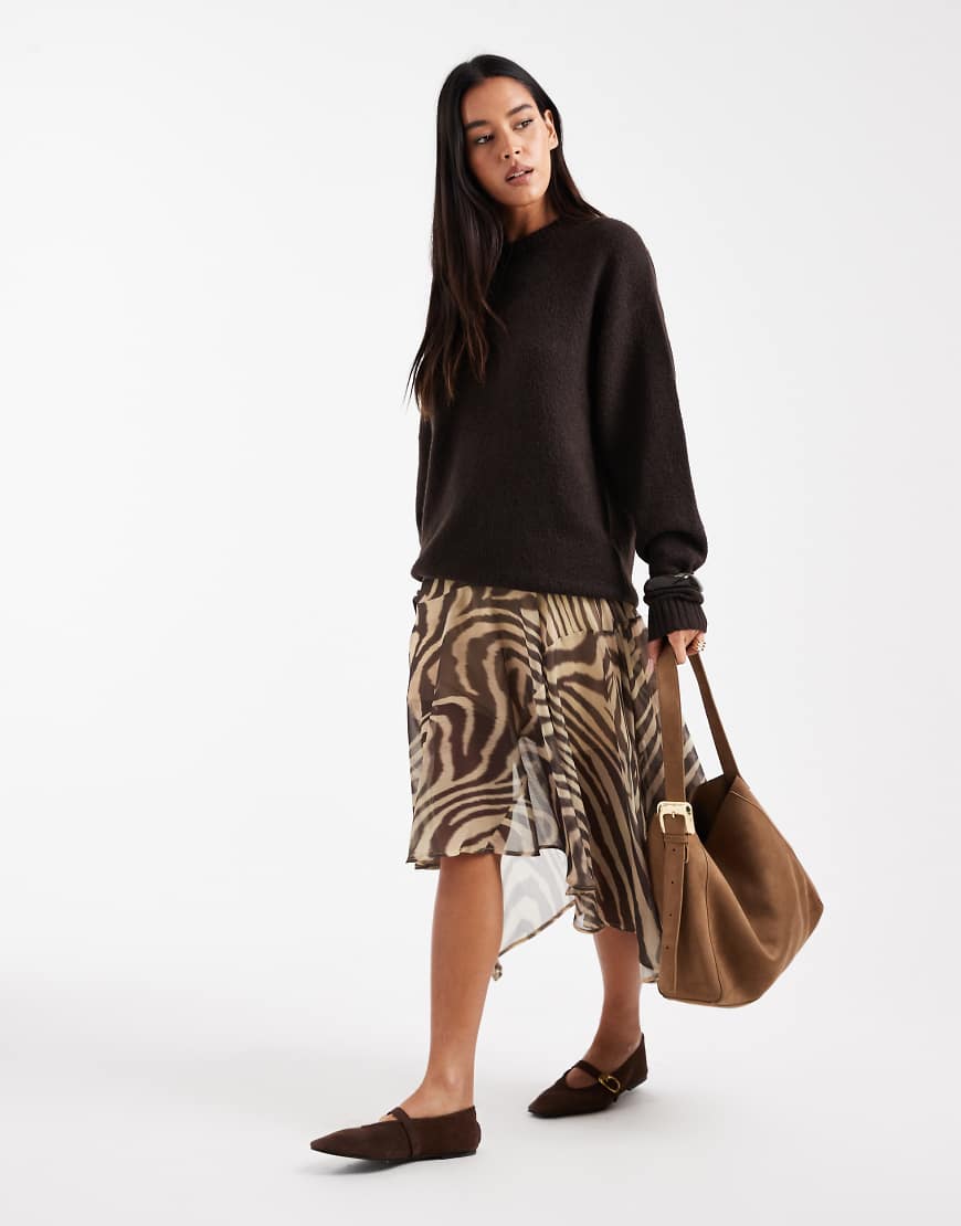 ASOS DESIGN - Rock mit Zebramuster und asymmetrisch geteiltem Saum-Bunt ASOS DESIGN - Rock mit Zebramuster und asymmetrisch geteiltem Saum-Bunt von ASOS DESIGN