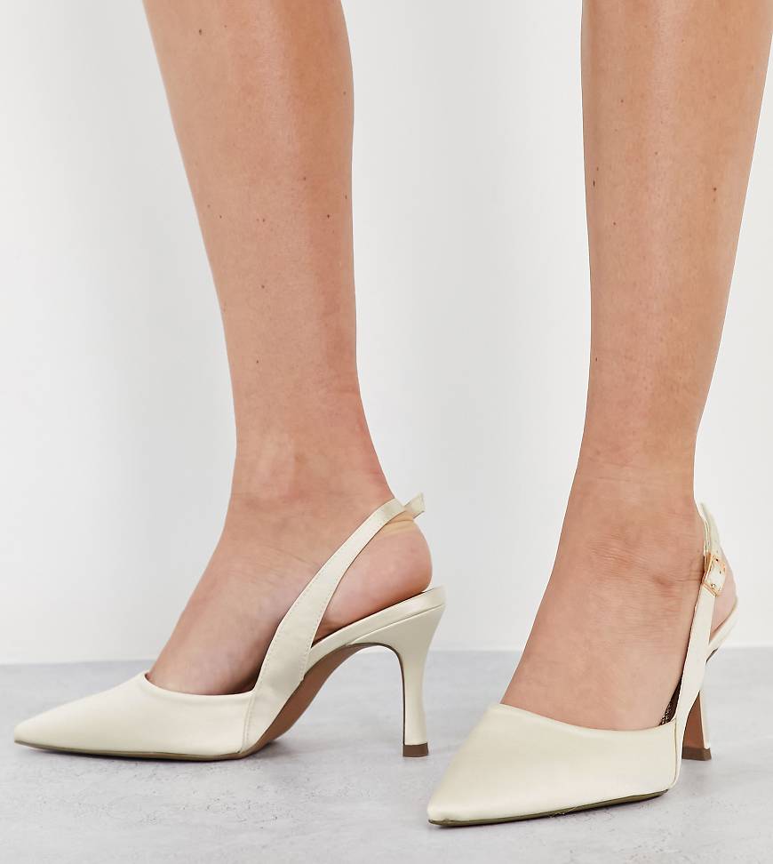 ASOS DESIGN - Samber - Schuhe in Elfenbein mit Stilettoabsatz und Fersenriemen, in weiter Passform-Weiß ASOS DESIGN - Samber - Schuhe in Elfenbein mit Stilettoabsatz und Fersenriemen, in weiter Passform-Weiß von ASOS DESIGN Wide Fit