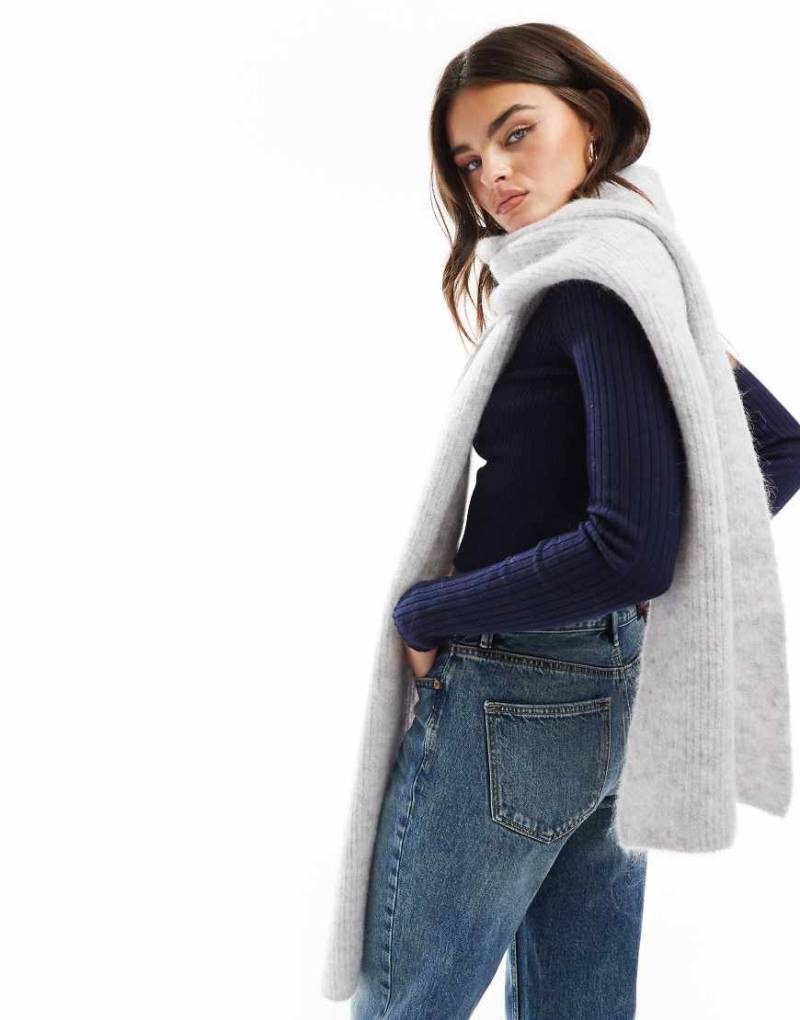 ASOS DESIGN - Schal aus Alpaka in Hellgrau von ASOS DESIGN