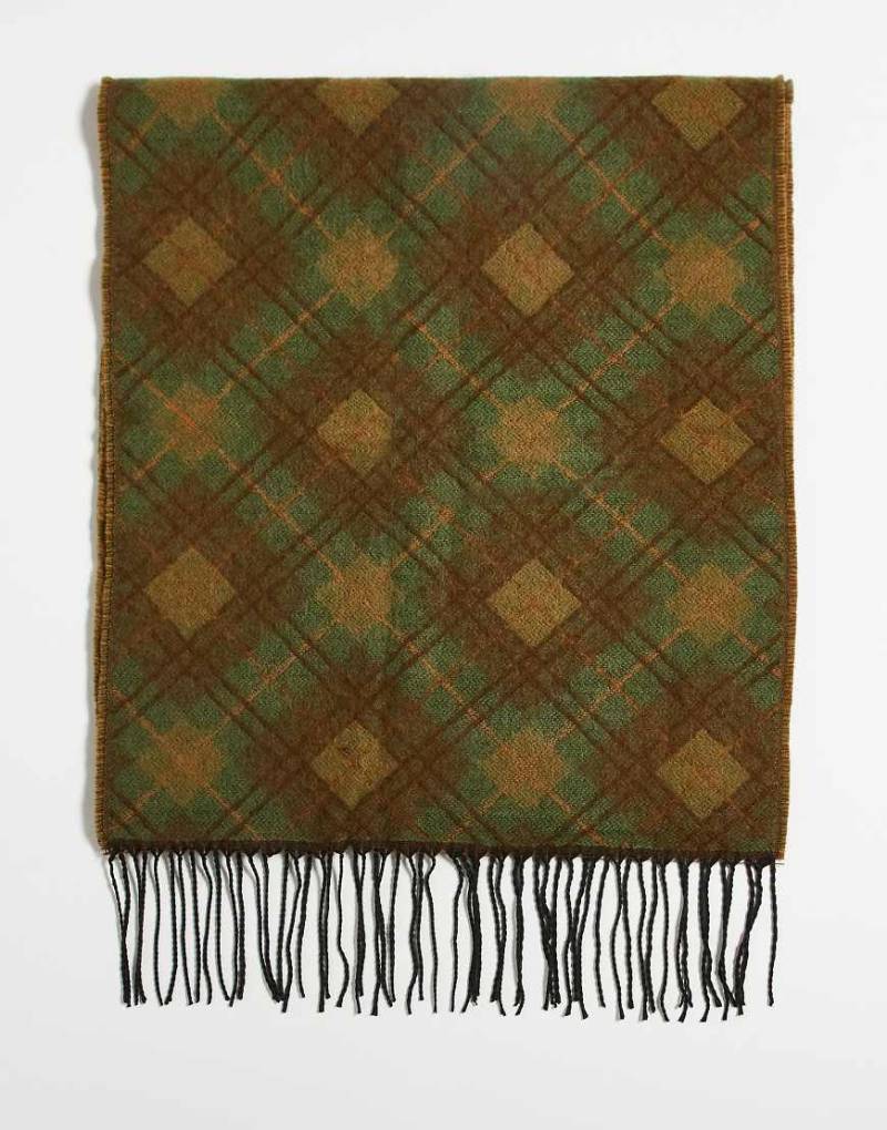 ASOS DESIGN - Hochwertiger Schal aus Wollgewebe in Grün mit Rautenmuster von ASOS DESIGN