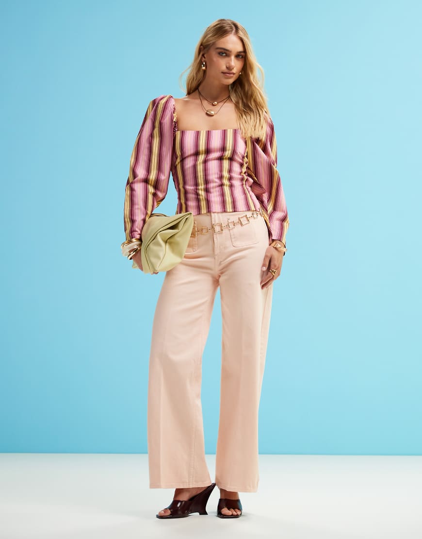 ASOS DESIGN - Schlichte Cropped-Jeans in Apricot mit weitem Schnitt und Vordertaschen-Orange ASOS DESIGN - Schlichte Cropped-Jeans in Apricot mit weitem Schnitt und Vordertaschen-Orange von ASOS DESIGN