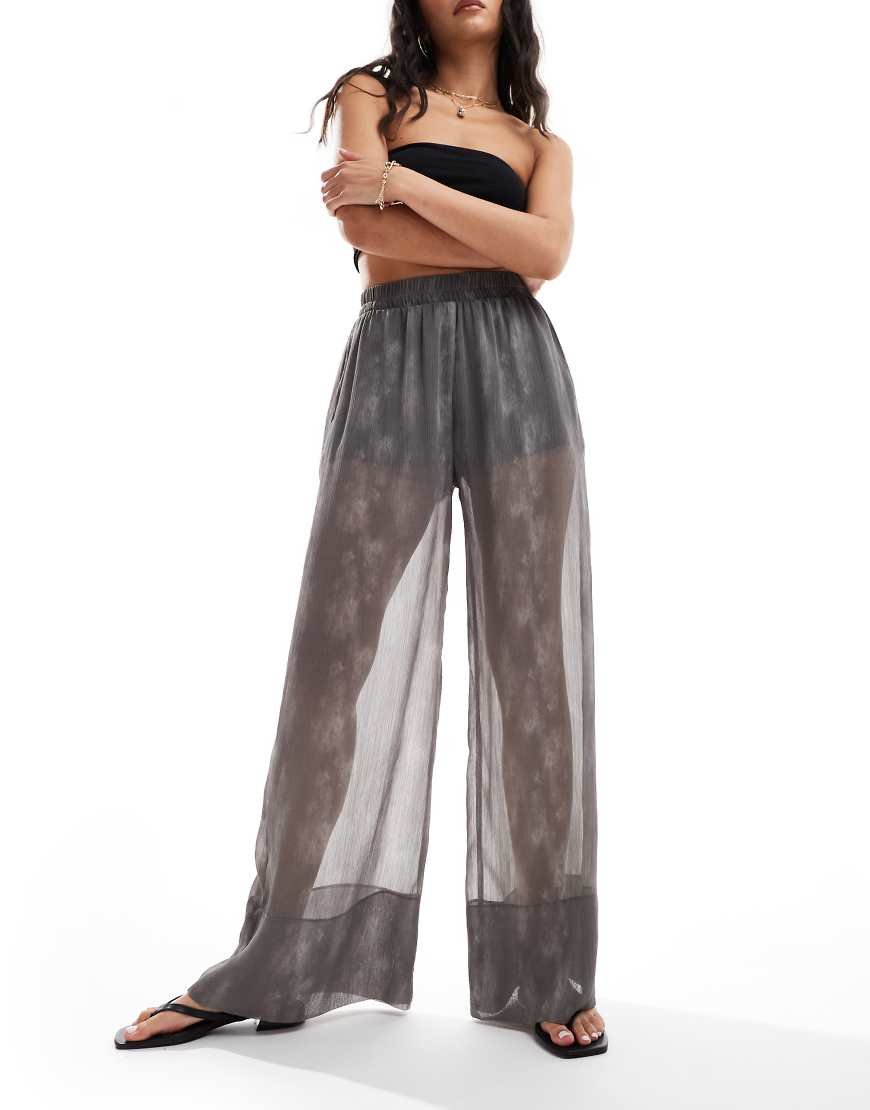 ASOS DESIGN - Schlupfhose mit durchscheinendem Overlay und Rauch-Print-Bunt von ASOS DESIGN