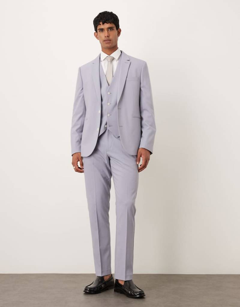 ASOS DESIGN - Schmal geschnittene Anzughose in Grau-Lila von ASOS DESIGN