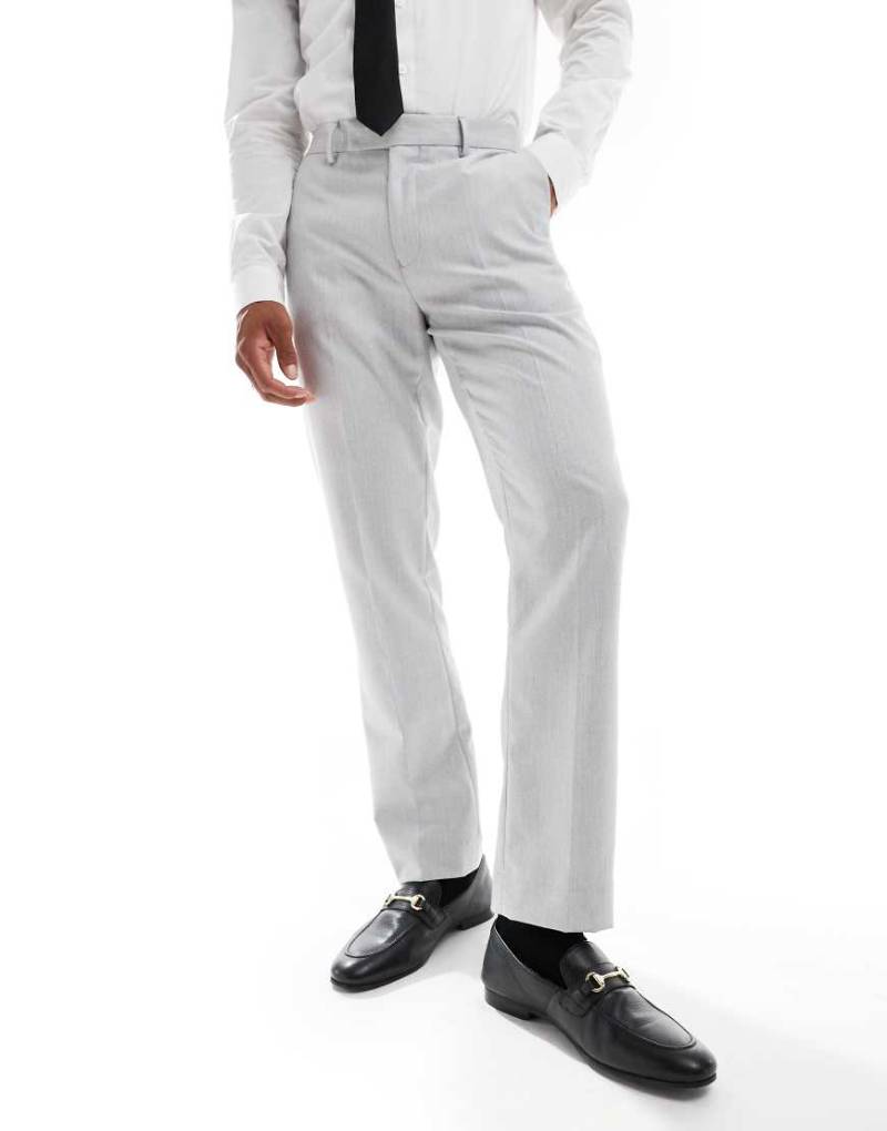 ASOS DESIGN - Schmal geschnittene Anzughose in Grau mit Fischgrätmuster von ASOS DESIGN