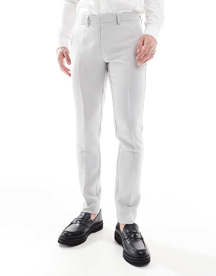 ASOS DESIGN - Schmal geschnittene Anzughose in Hellbeige mit sehr feiner Struktur-Grau ASOS DESIGN - Schmal geschnittene Anzughose in Hellbeige mit sehr feiner Struktur-Grau von ASOS DESIGN