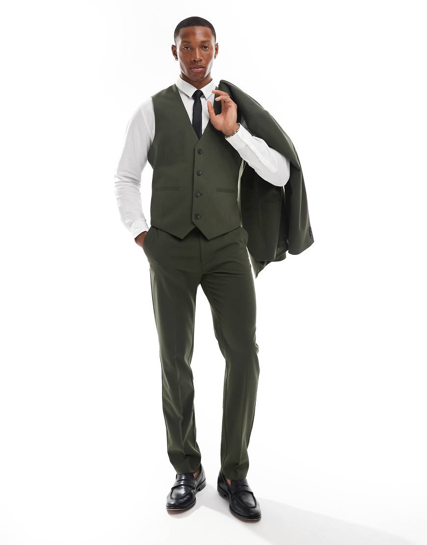 ASOS DESIGN - Schmal geschnittene Anzughose in Khaki-Grün ASOS DESIGN - Schmal geschnittene Anzughose in Khaki-Grün von ASOS DESIGN