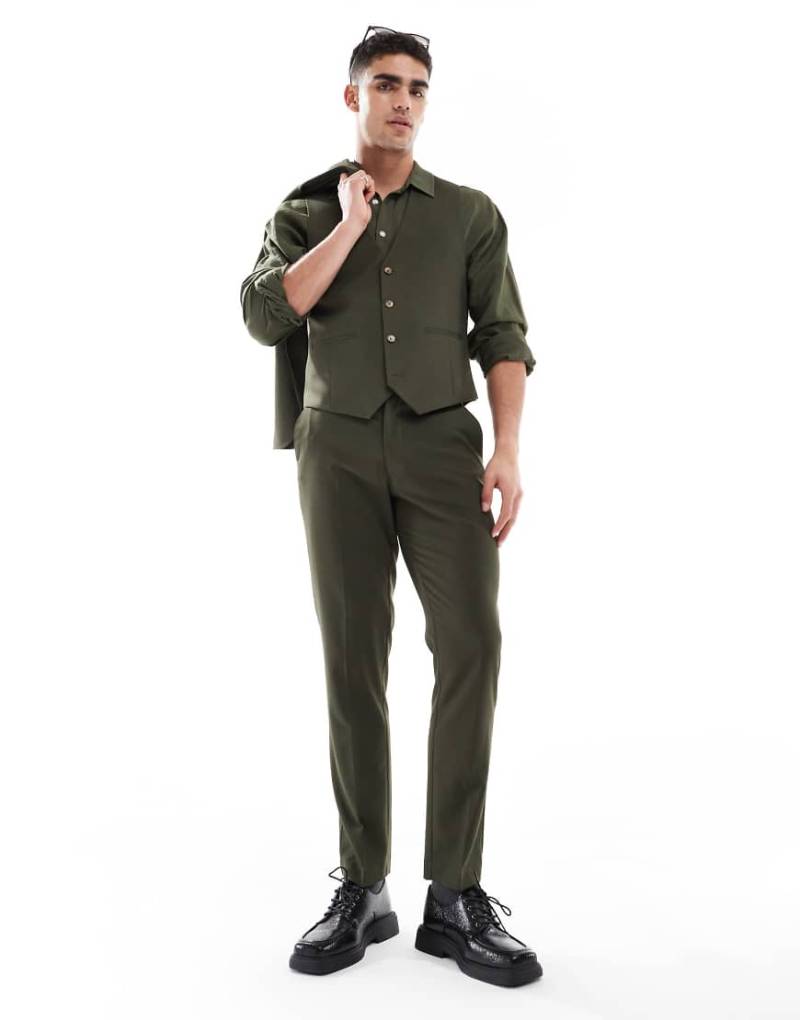 ASOS DESIGN - Schmal geschnittene Anzughose in Olivgrün von ASOS DESIGN