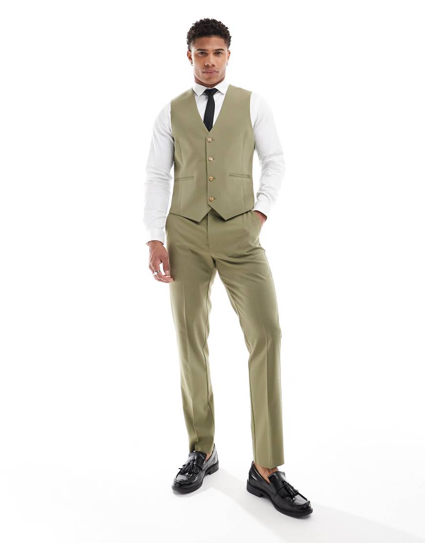 ASOS DESIGN - Schmal geschnittene Anzughose in Salbeigrün von ASOS DESIGN