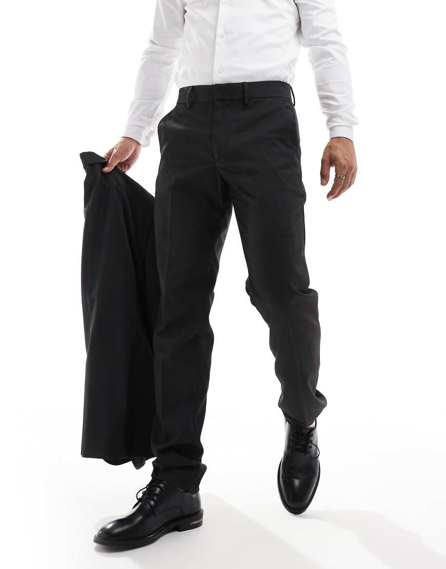 ASOS DESIGN - Schmal geschnittene Anzughose in Schwarz mit kleinem Punktmuster von ASOS DESIGN