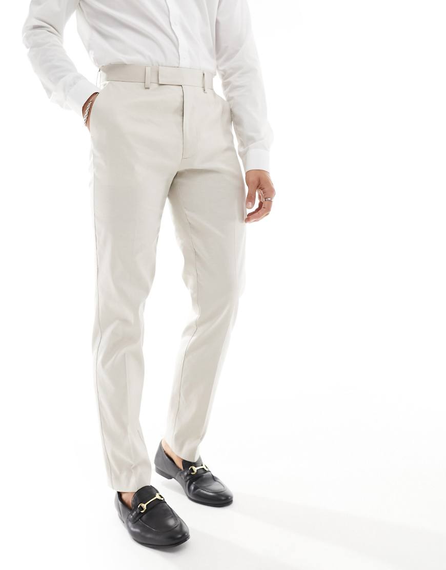 ASOS DESIGN - Schmal geschnittene Anzughose in Steinbeige mit Leinenanteil-Neutral ASOS DESIGN - Schmal geschnittene Anzughose in Steinbeige mit Leinenanteil-Neutral von ASOS DESIGN