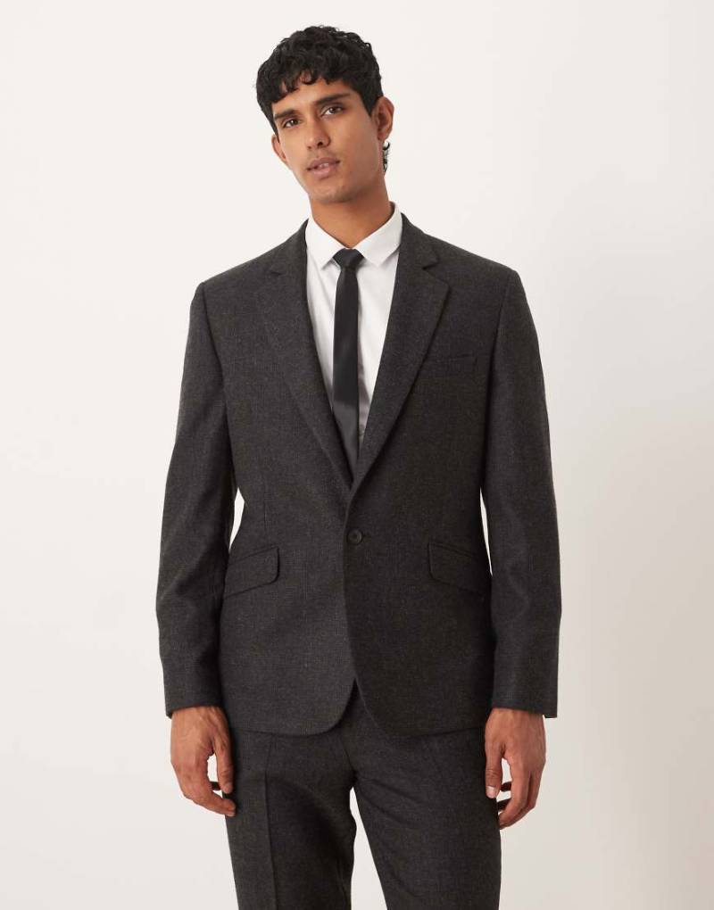 ASOS DESIGN - Schmal geschnittene Anzugjacke aus Wollmix in schwarz kariert von ASOS DESIGN