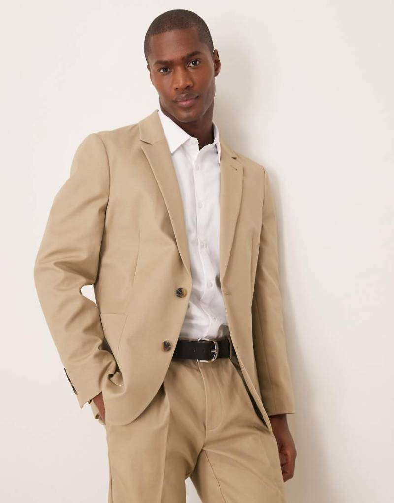 ASOS DESIGN - Elegante Anzugjacke in Steingrau aus weicher Baumwolle-Grün von ASOS DESIGN