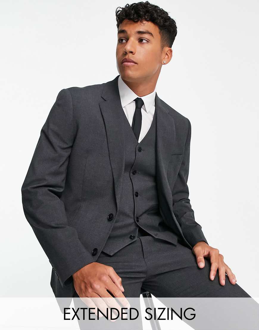 ASOS DESIGN - Schmal geschnittene Anzugjacke in Anthrazit-Grau ASOS DESIGN - Schmal geschnittene Anzugjacke in Anthrazit-Grau von ASOS DESIGN