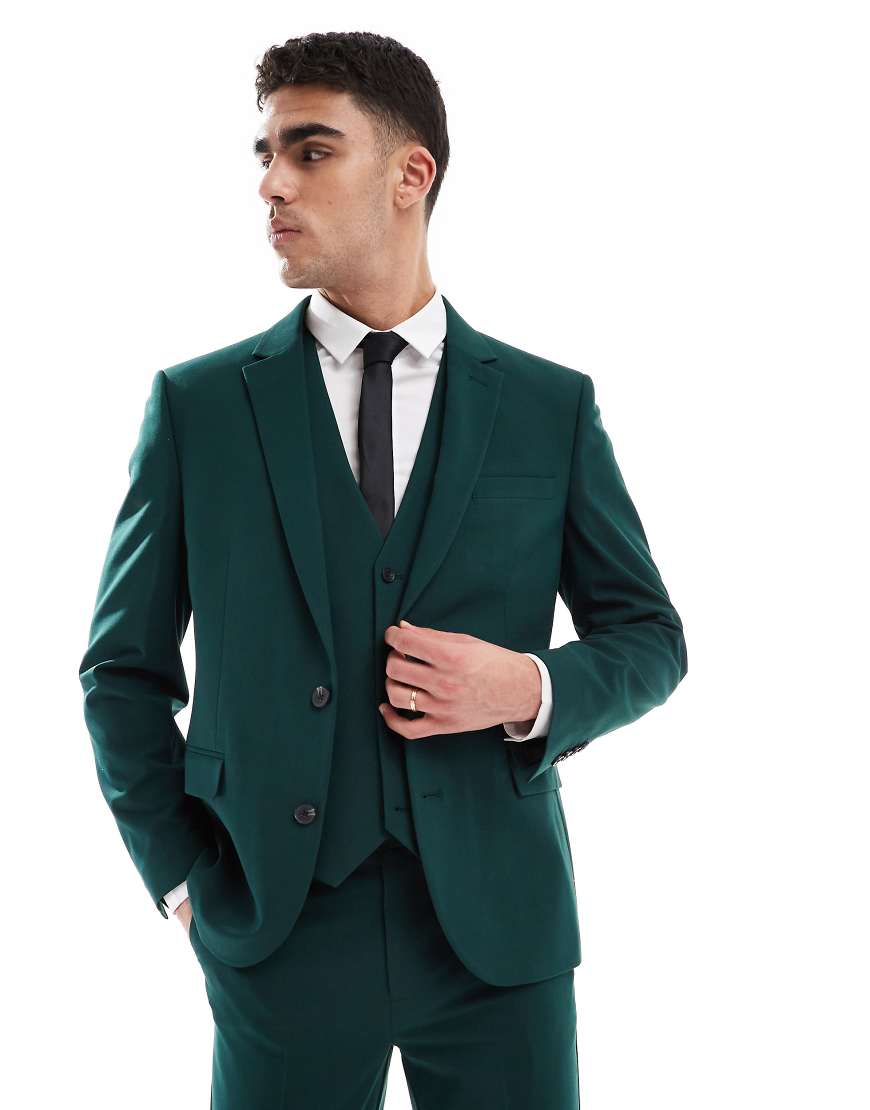 ASOS DESIGN - Schmal geschnittene Anzugjacke in Dunkelgrün von ASOS DESIGN