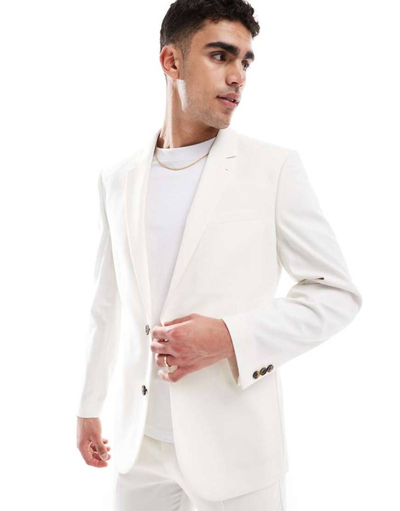ASOS DESIGN - Schmal geschnittene Anzugjacke in Ecru-Weiß von ASOS DESIGN
