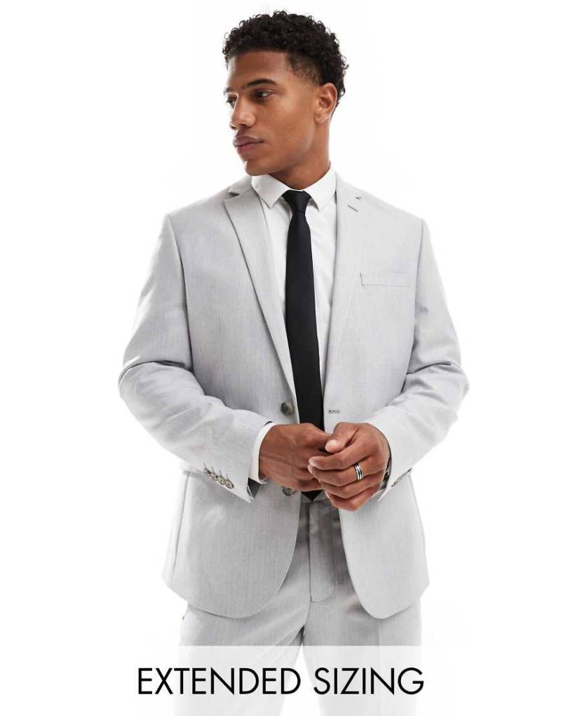 ASOS DESIGN - Schmal geschnittene Anzugjacke in Grau mit Fischgrätmuster von ASOS DESIGN