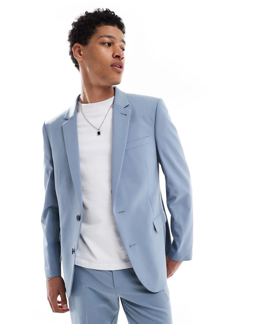 ASOS DESIGN - Schmal geschnittene Anzugjacke in Hellblau ASOS DESIGN - Schmal geschnittene Anzugjacke in Hellblau von ASOS DESIGN