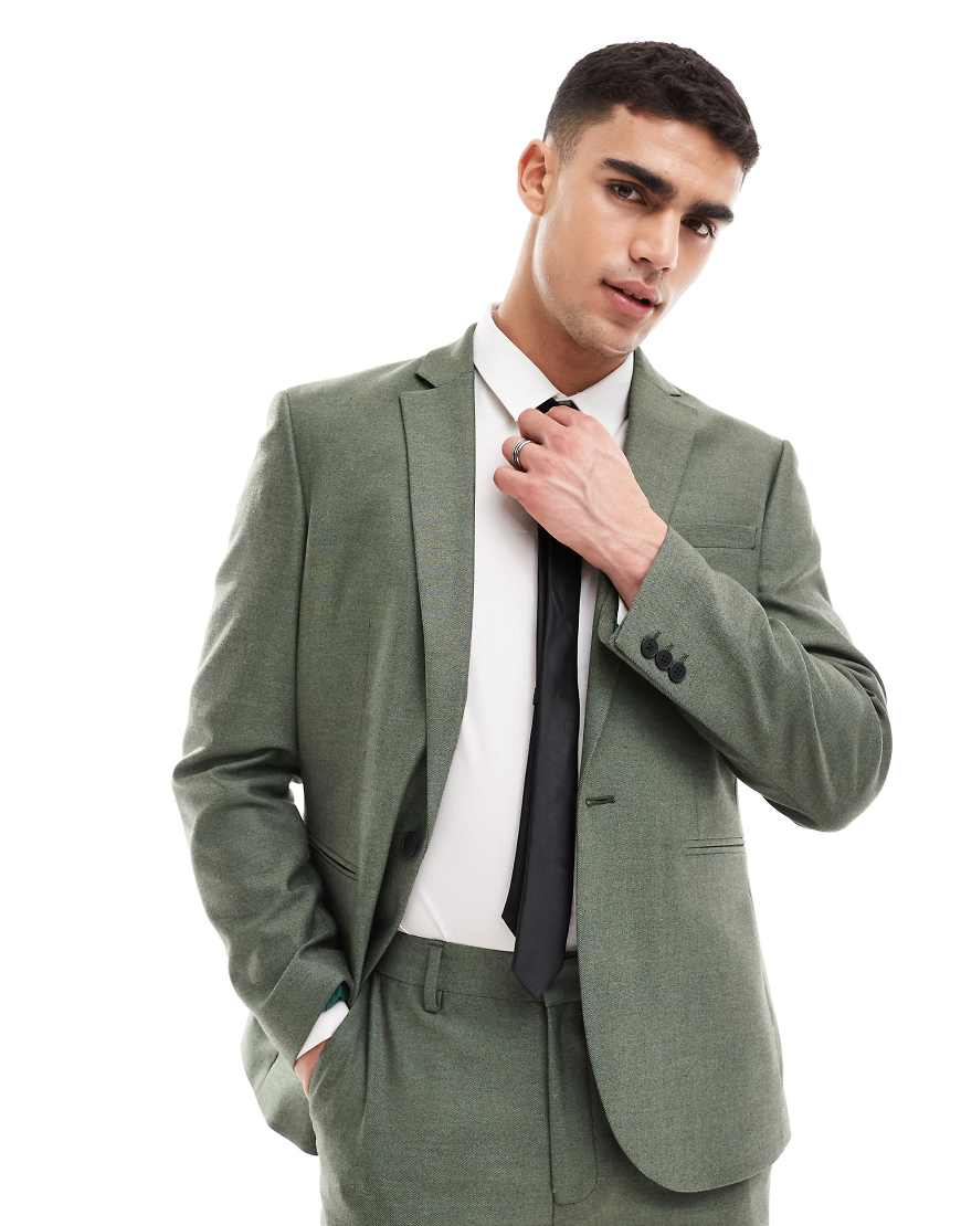 ASOS DESIGN - Schmal geschnittene Anzugjacke in Tannengrün mit Oxford-Struktur ASOS DESIGN - Schmal geschnittene Anzugjacke in Tannengrün mit Oxford-Struktur von ASOS DESIGN