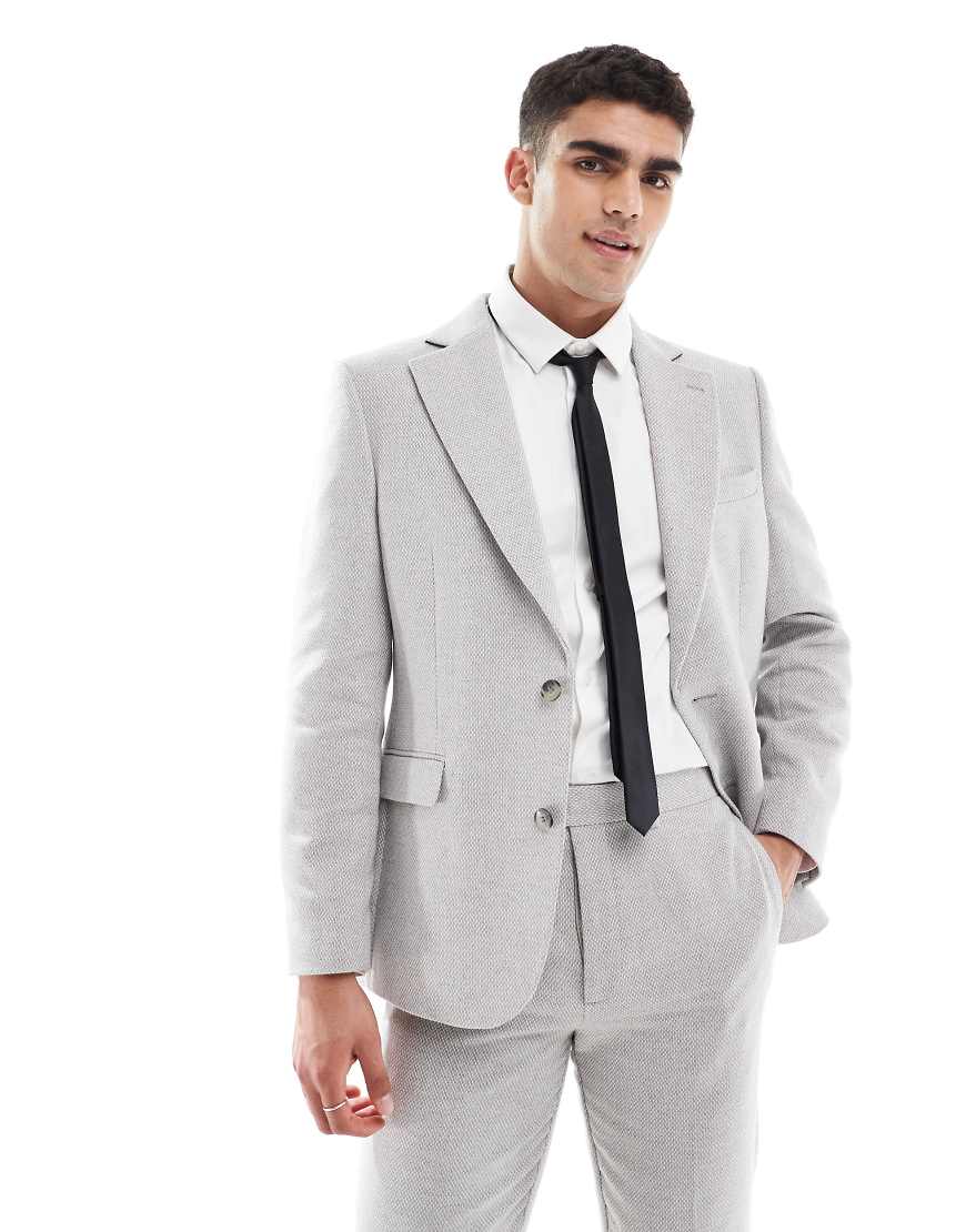 ASOS DESIGN - Schmal geschnittene Anzugjacke mit Wollanteil in Grau ASOS DESIGN - Schmal geschnittene Anzugjacke mit Wollanteil in Grau von ASOS DESIGN