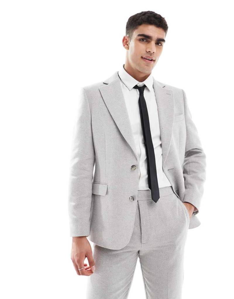 ASOS DESIGN - Schmal geschnittene Anzugjacke mit Wollanteil in Grau von ASOS DESIGN