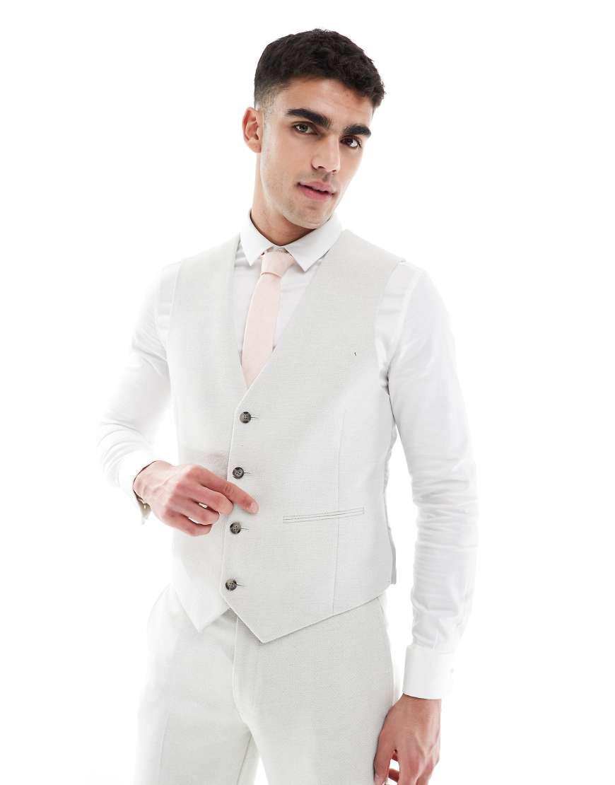 ASOS DESIGN - Schmal geschnittene Anzugweste aus Wollmix in Hellgrau ASOS DESIGN - Schmal geschnittene Anzugweste aus Wollmix in Hellgrau von ASOS DESIGN