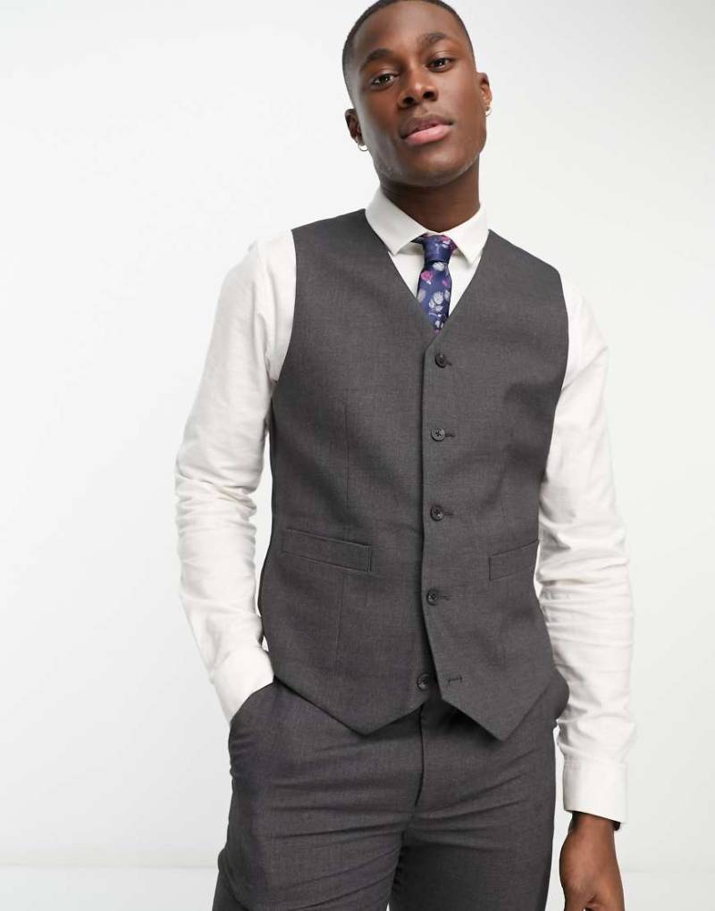 ASOS DESIGN - Schmal geschnittene Anzugweste in Anthrazit-Grau von ASOS DESIGN