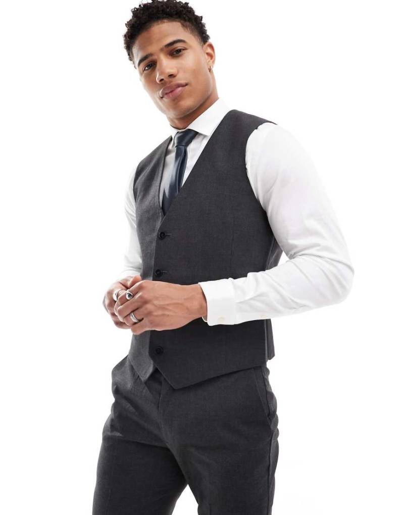 ASOS DESIGN - Schmal geschnittene Anzugweste in Anthrazit-Grau von ASOS DESIGN
