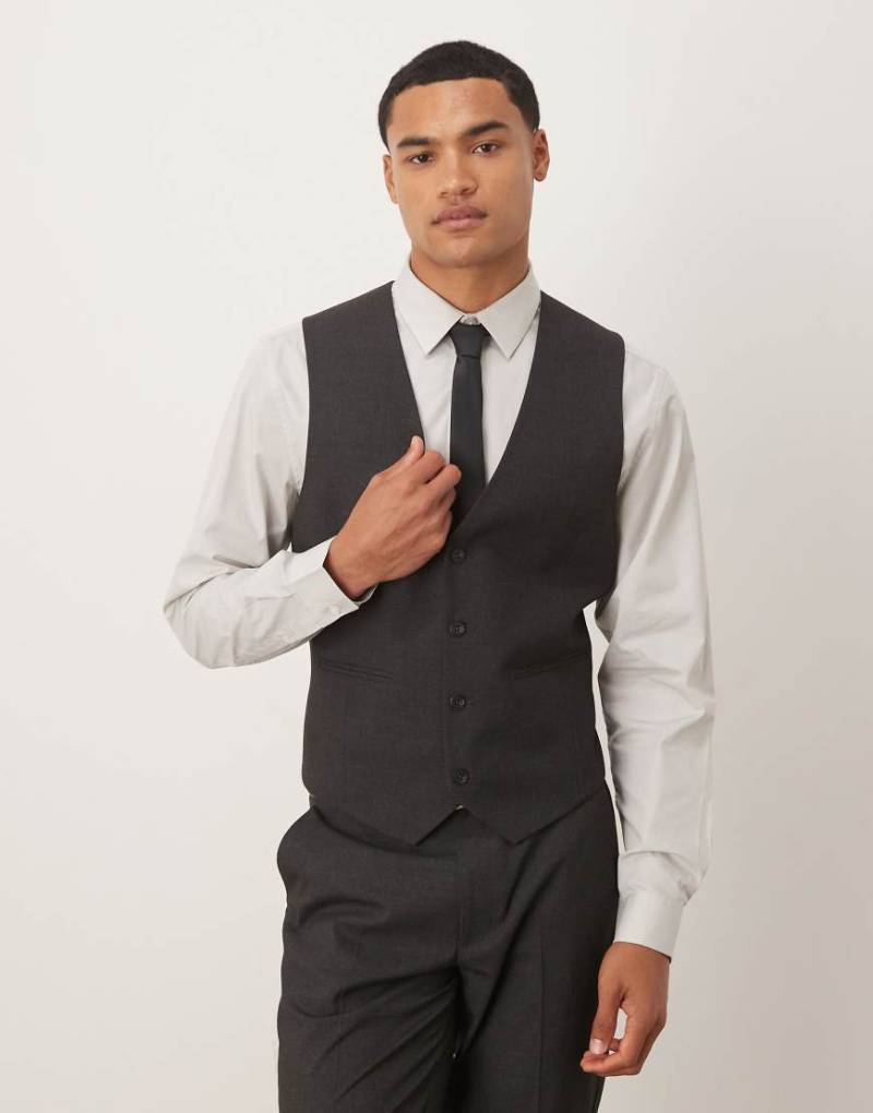 ASOS DESIGN - Schmal geschnittene Anzugweste in Grau von ASOS DESIGN