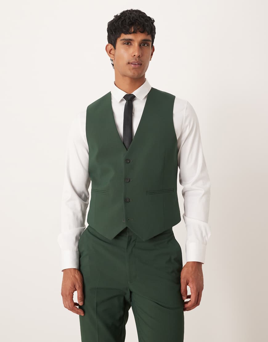 ASOS DESIGN - Schmal geschnittene Anzugweste in Grün von ASOS DESIGN